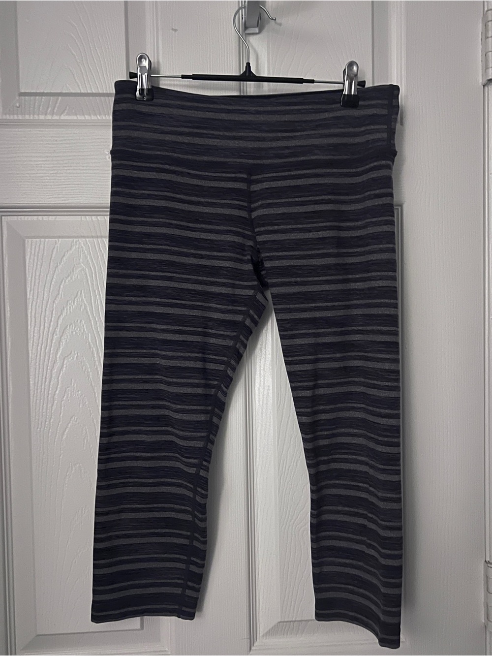 lululemon athletica Black and Gray Striped Capri Leggings
